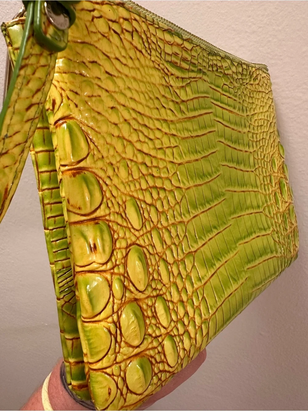 Brahmin Chartreuse Croc-Embossed Crossbody Bag